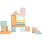Fa építőkockák pasztell, 50 rész, 9x3x1,5cm, vödörben