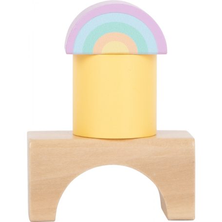 Fa építőkockák pasztell, 50 rész, 9x3x1,5cm, vödörben