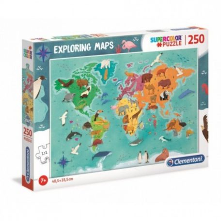 Gyerek puzzle Felfedező térkép - A világ állatai