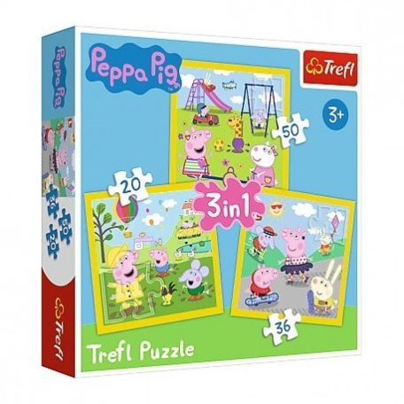 Peppa malac puzzle  3 az 1-ben - Egy boldog nap