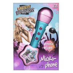 Rózsaszín karaoke mikrofon fénnyel és hanggal