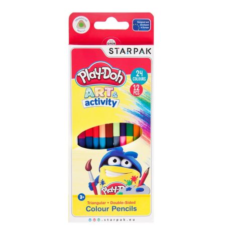 Play-Doh Színes ceruza készlet, kétvégű, háromszögletű, Starpak, 24 különböző szín