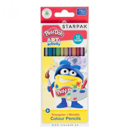 Play-Doh Színes ceruza készlet, háromszögletű, Starpak, 12 metál szín