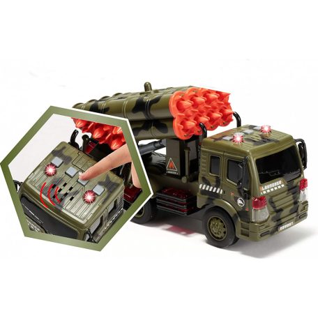 Játék katonai sorozat rakétavető autó - fény és hang hatásokkal