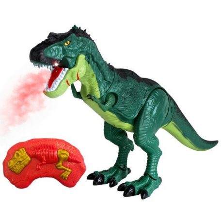 Óriási, interaktív, távirányítós T-rex – sétál, füstöt fúj, hangot ad és világít – 45 cm