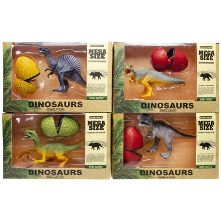 Dinoszaurusz figura tojással és baba dinóval