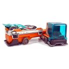 Hot Wheels City Super Rigs: District Transport autószállító kamion kisautóval - narancssárga