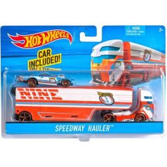  Hot Wheels City Super Rigs: Speedway Hauler autószállító kamion kisautóval - narancssárga