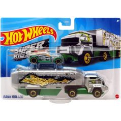   Hot Wheels City Super Rigs: Bank Roller autószállító kamion kisautóval - szürke, zöld