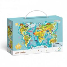 Gyerek oktató puzzle Állatos világtérkép