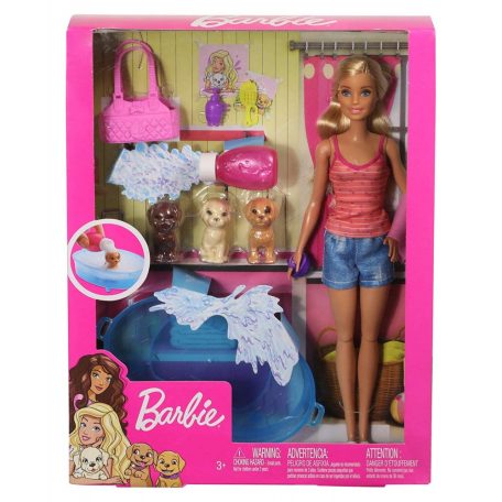 Barbie kutyafürdető játékszett