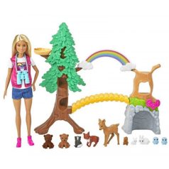   Barbie a vadonban játékkészlet szőke babával és 10 állatfigurával