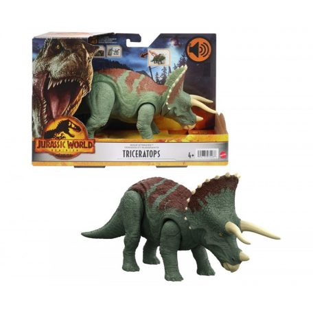 Jurassic World Dominion Roar Strikers Triceratops dinoszaurusz akciófigura üvöltő hanggal