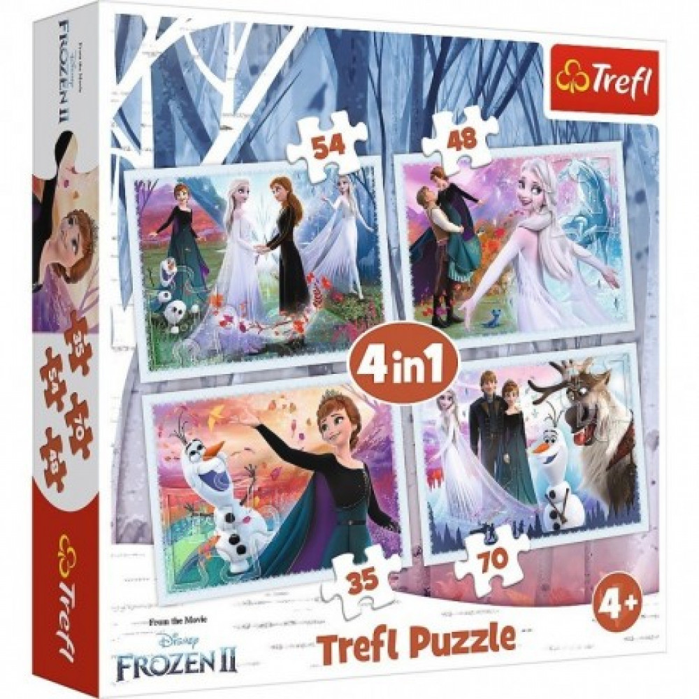  Gyerek puzzle - Jégvarázs 2. 4 az 1-ben puzzle - A varázserdőben – Trefl